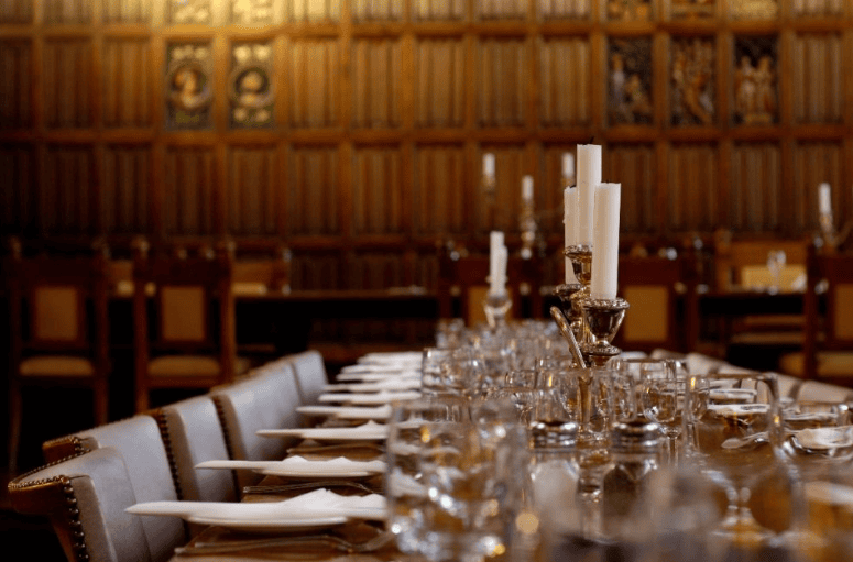A laid table for a formal in Hall