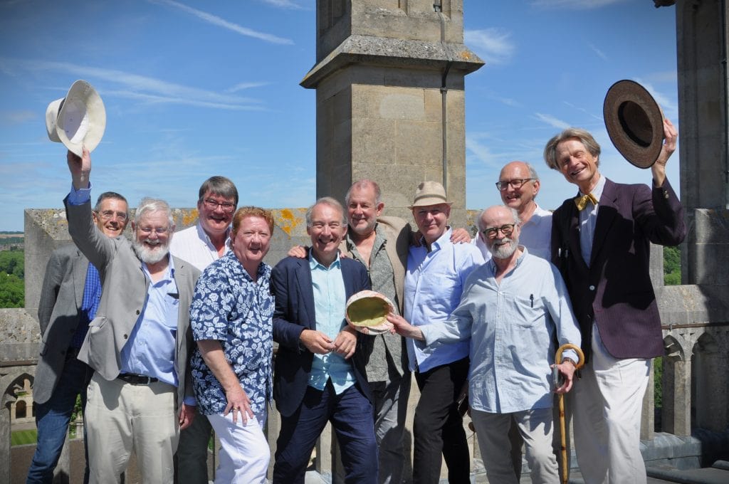 The former choristers on top of the Tower on a bright June day.