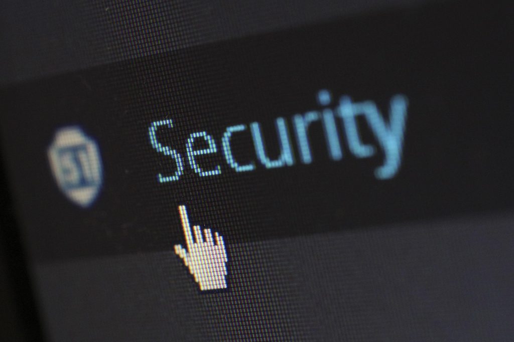 Image of computer with the word security on the screen