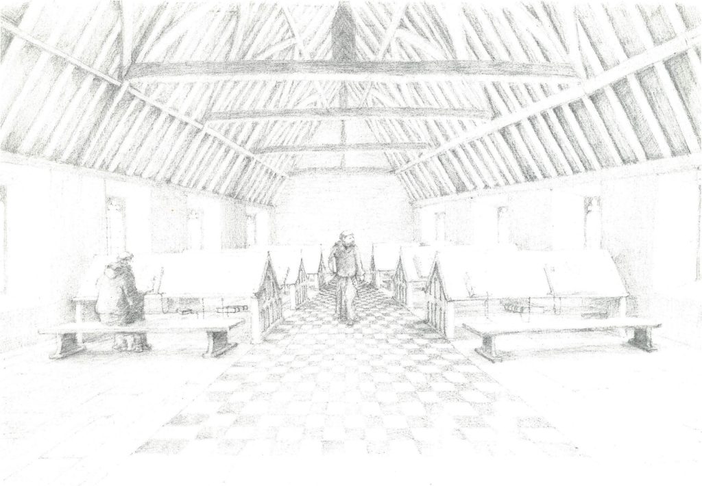 A drawing of how the Old Library might have looked in the 1400s.