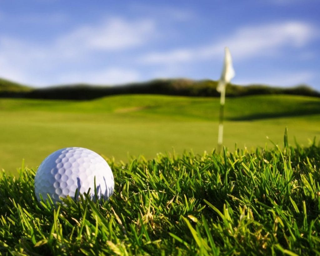 Golf ball on golf course