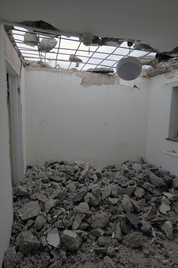 Hole in the ceiling during Waynflete demolition