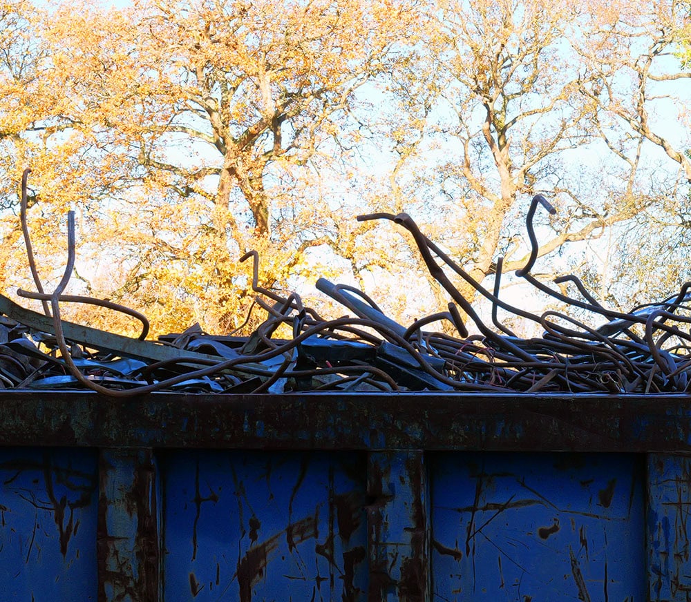 Waynflete Quad update. And image of twisted metal ready to be recycled