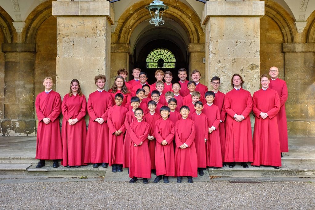 Magdalen College Choir outside New Building