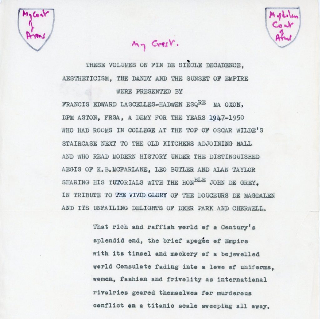 Lascelles-Hadwen's original vision for a large plaque.